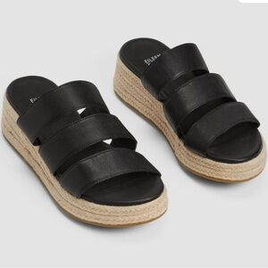 Eileen Fisher Mayla Black Tumbled Leather Espadrille